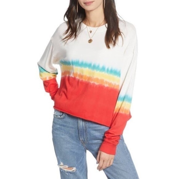 Free People x Daydreamer Rainbow Long Sleeve Top Cotton Size Small - Picture 1 of 8